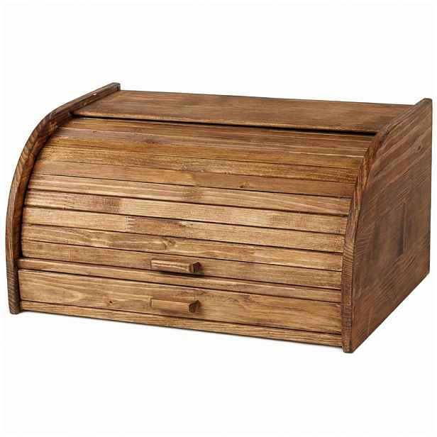 Royal Kitchen Dřevěný chlebník se zásuvkou 42x28x23cm, hnědý,