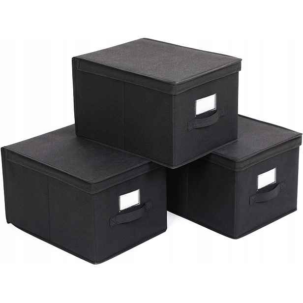 Songmics Sada 3 skládacích krabic s víkem, organizér 40x30x25