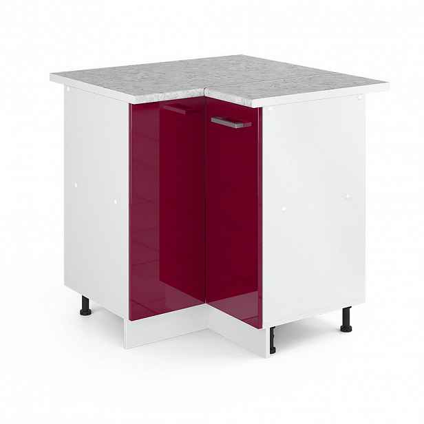 Vicco UNIVERZÁLNÍ ROHOVÁ SKŘÍŇ R-Line Bordó červená vysoký lesk 75.6 cm s dvířky, s pracovní deskou