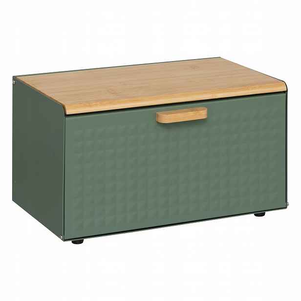 Zelený Kovový Chlebník S Bambusovým Víkem Sensia 15 L 35,5 X 20,8 X 23,5