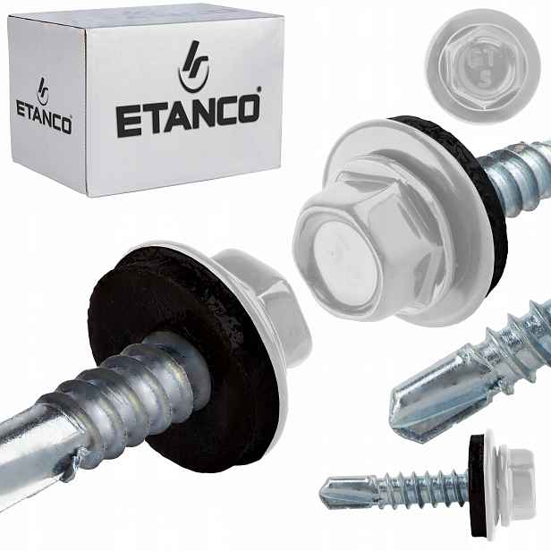 Samovrtné šrouby do kovu 5 mm 5,5 x 25 mm Ral 9010 250 ks Etanco GT5 Z14