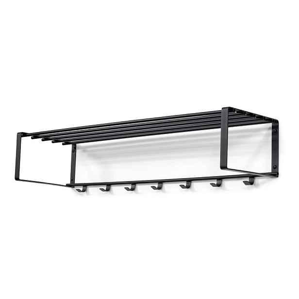 Černý kovový nástěnný věšák s poličkou 100 cm Rex – Spinder Design