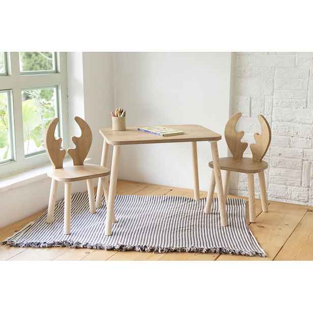 Kid's Table Set Deer Two Chair Set - Brown