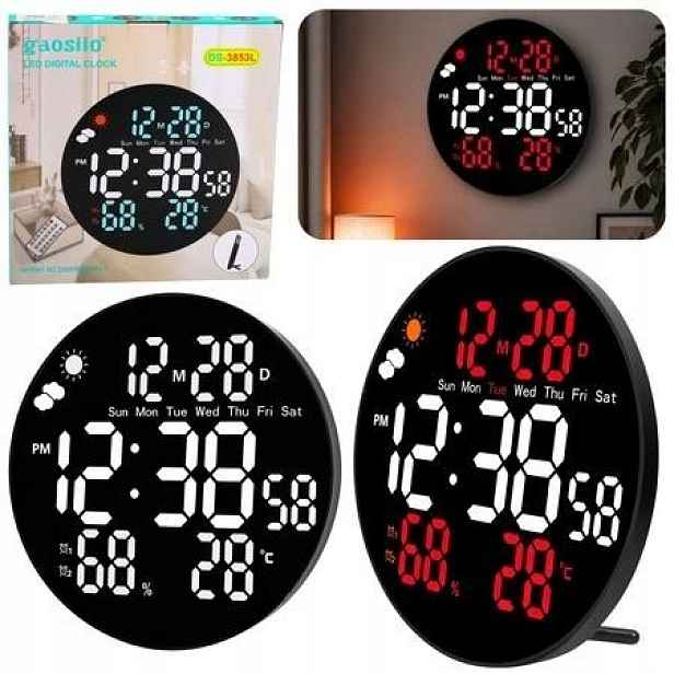 Led digitální nástěnné hodiny datum, teplota...