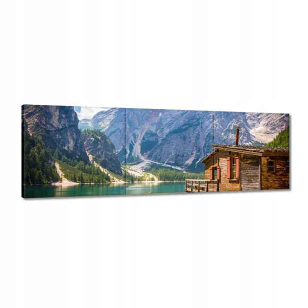 Obrazy 120x40 Dřevěný domek v horách