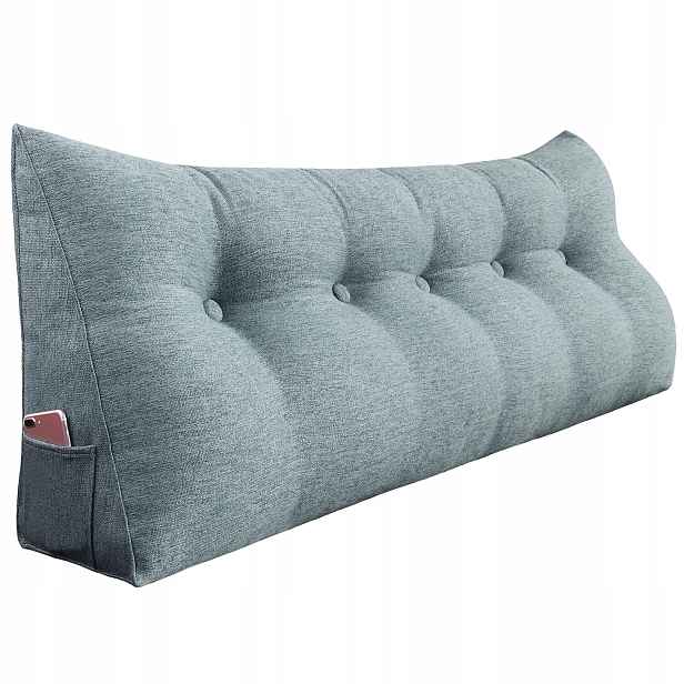 Postel Polštář Klin na čtení Podpora zad Len Šedý 120 cm
