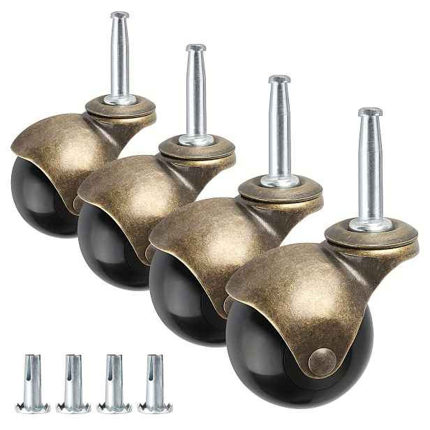 TEMU 2palcové kuličkové kolečka pro nábytek, sada 4 kusů s montážní stopkou 8 x 38 mm, náhradní vložka do trubky