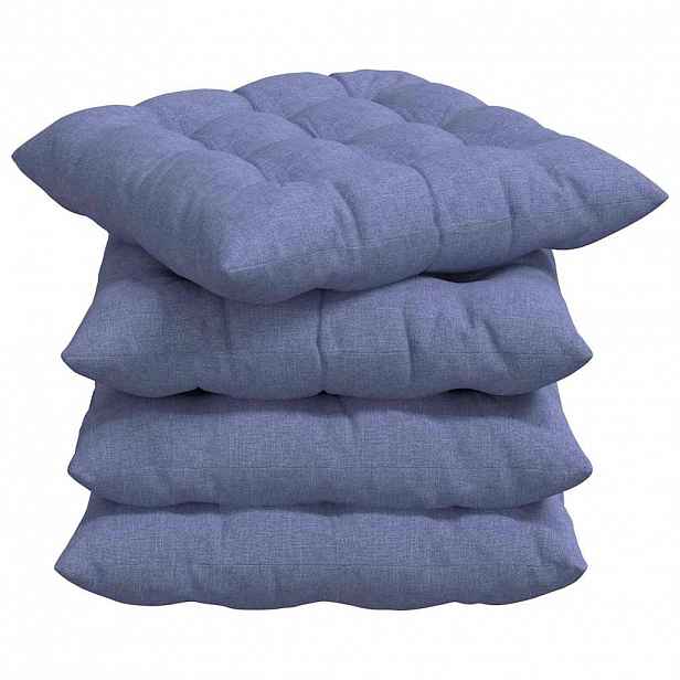 vidaXL Polštáře na sedadla 4 ks Textil Modrá džínovina 40 x 40 x 6 cm