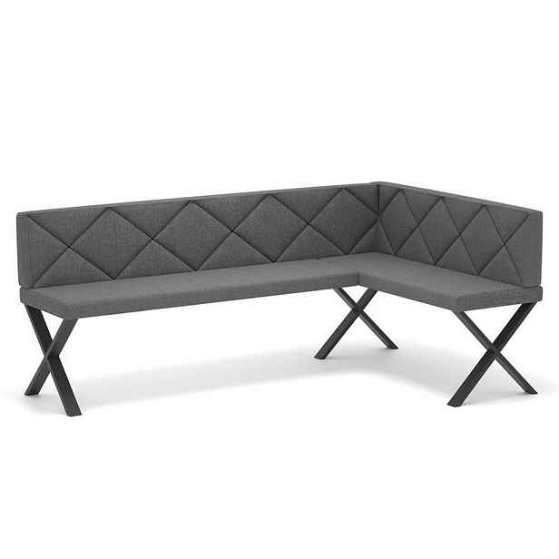Idohome ROHOVÁ LAVICE VERO X pravá tkanina prošívaná, 128/168 cm, tmavě šedá