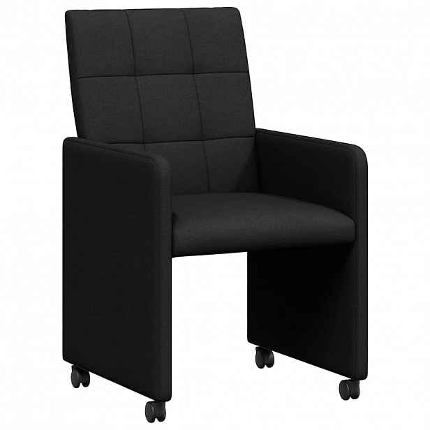 vidaXL Jídelní židle na kolečkách 2 ks textil Černá 58 x 65 x 94 cm