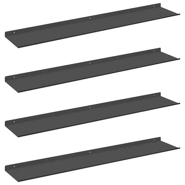 vidaXL Plovoucí police 4 ks Černý 100 x 18 x 2,5 cm Ocel