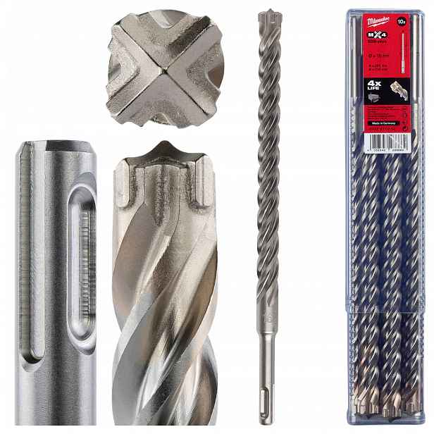 Vrtáky do betonu Sds Plus 16 x 210/260 mm 10 ks Milwaukee MX4