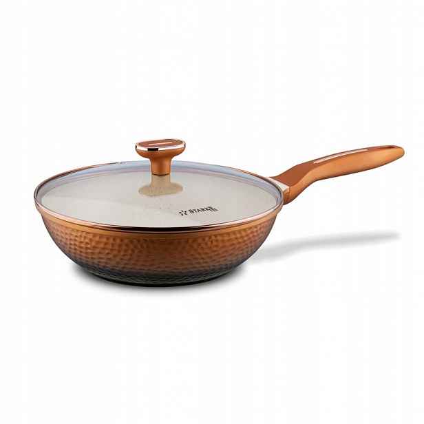 Wok na indukci Hluboká pánev s víkem Copper 28 cm