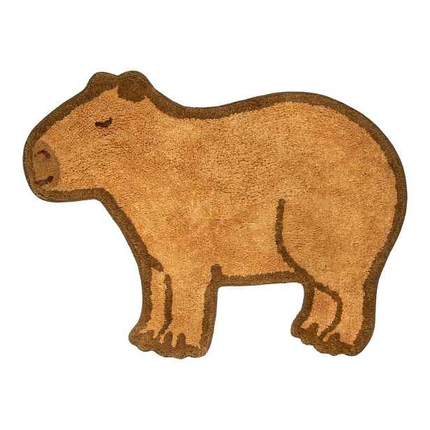 Hnědý bavlněný dětský koberec 52x68 cm Capybara – Sass & Belle