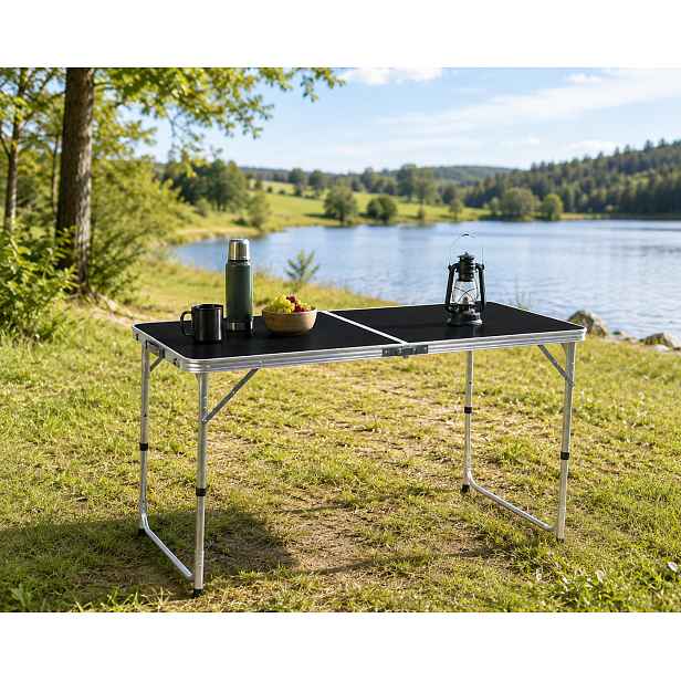 Skládací kempingový stůl BestBerg BBCA-FT01 / 120 × 60 cm / černá/stříbrná