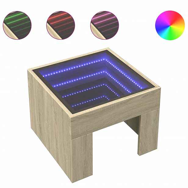 vidaXL Noční stolek s Infinity LED dub sonoma 40 x 40 x 30 cm