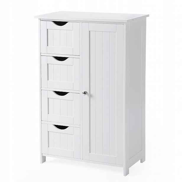 Koupelnová Skříňka Komoda Se 4 Zásuvkami A Dvířky 81x55x30 cm Bílá