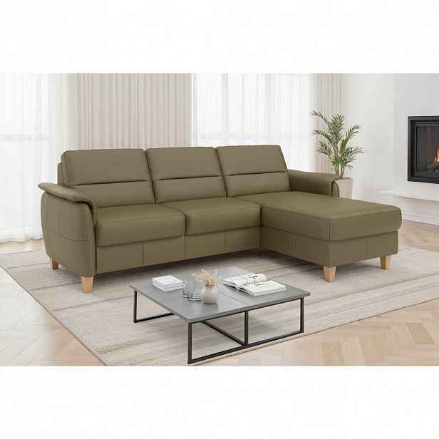 Sit & More ROHOVÁ SEDAČKA, kůže, textil, olivově zelená