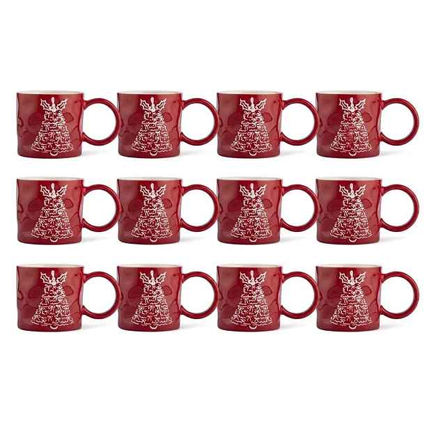 Vánoční hrnky 12 ks Porcelánový komplet na kávu a čaj se zvonkem