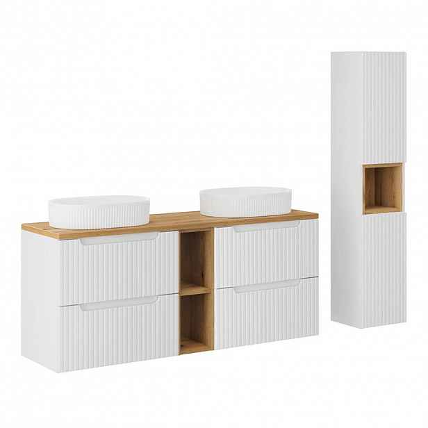 Petits-meubles KOUPELNOVÝ NÁBYTEK 140.4cm Riva 2er-Set Bílá a dřevo