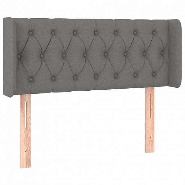 vidaXL Čelo postele typu ušák tmavě šedé 103x16x78/88 cm textil