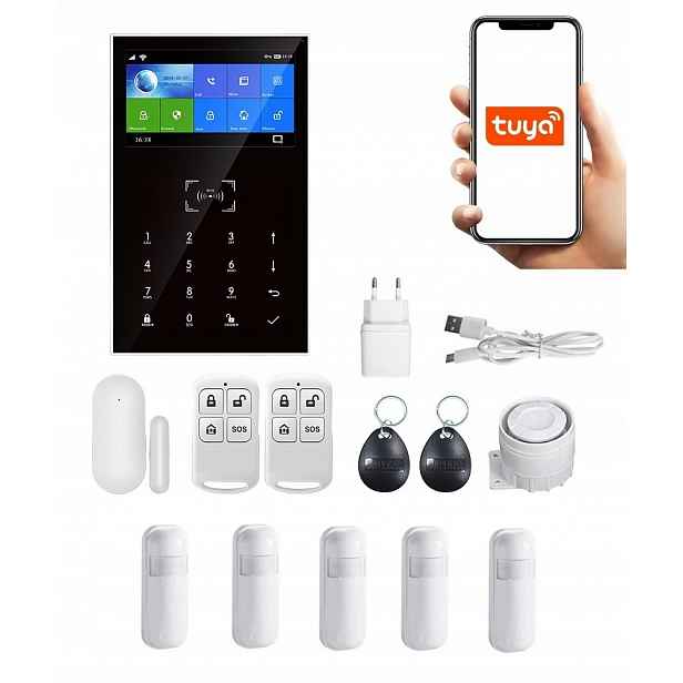 Alarmový Systém LCD displej 4.3' Gsm WiFi Tuya Smart V Polštině 5xPIR