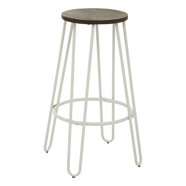 Bílá/v přírodní barvě barová stolička z jilmového dřeva (výška sedáku 75 cm) District – Premier Housewares