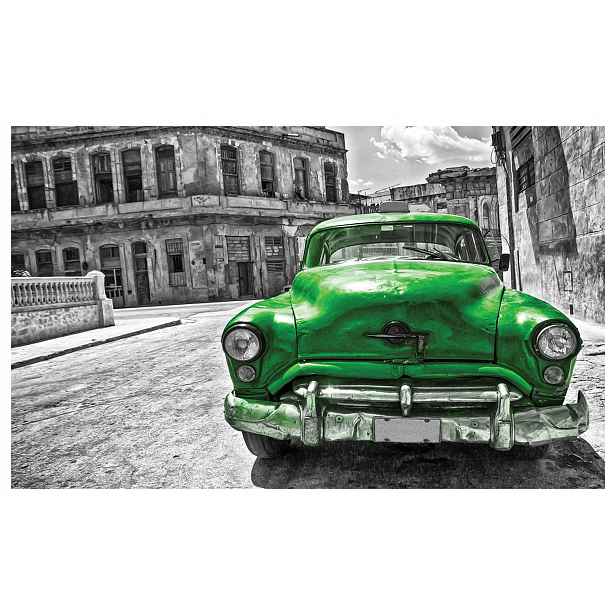 Fototapeta flizelina Zelený Retro Vintage auto na zeď 200x140 lepidlo