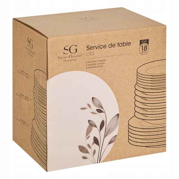 Porcelánová jídelní sada Lila pro 6 osob, 18 dílů