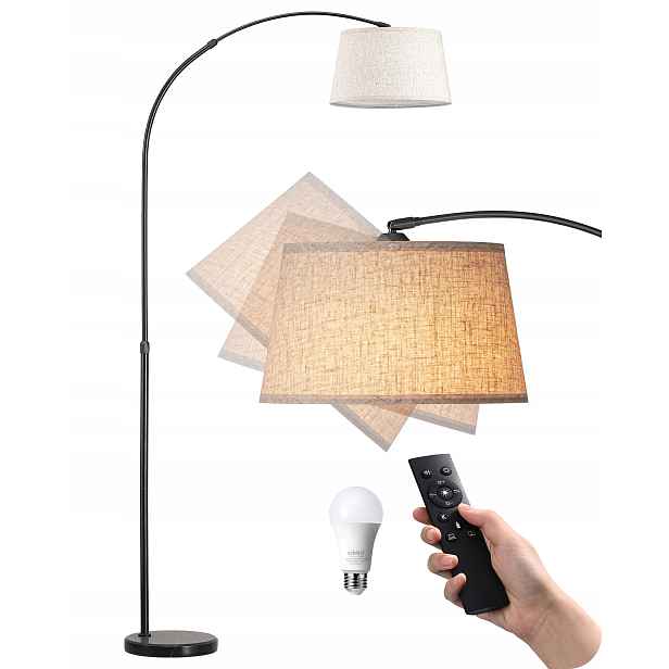 Stojací lampa Edishine do obývacího pokoje, nastavitelná výška 143-176 cm, oblouková lampa