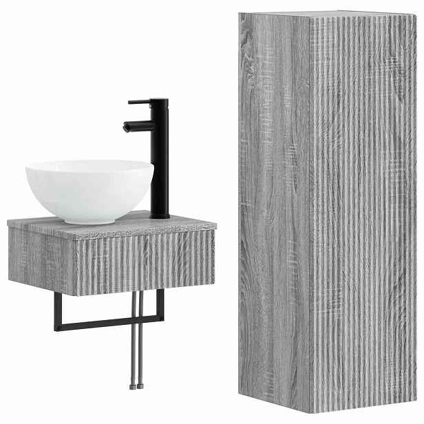 vidaXL Sada koupelnového nábytku 2 ks Šedý Sonoma 33 x 34,5 x 100 cm