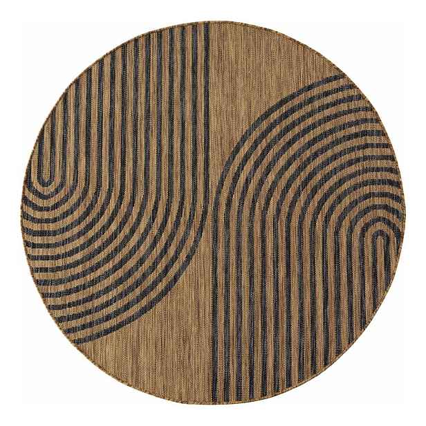 Černý/hnědý kulatý vnitřní a venkovní koberec ø 80 cm Mira 1453 – Ayyildiz Carpets