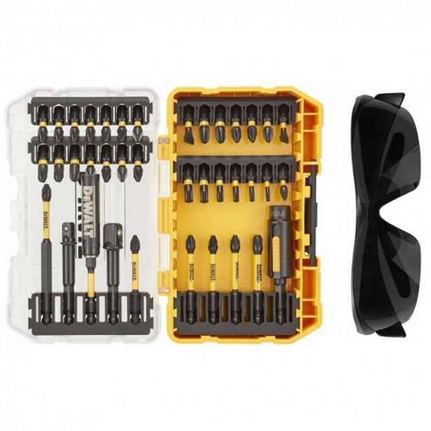 DeWALT - 38dílná sada bitů a nástavců, pracovní brýle DT70740T