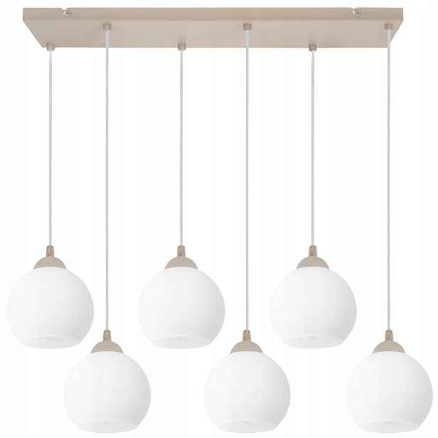 Závěsná Stropní Lampa Lustr Bílé Skleněné Koule Béžová Japandi Nad Stůl