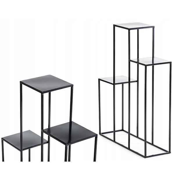 Držák Na Květináč na květiny 80 cm, černý kov Loft