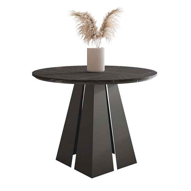 Idohome JÍDELNÍ STŮL FORTE rozkládací 120/76 cm, černý / Grigia Pietra (kamenně šedý)