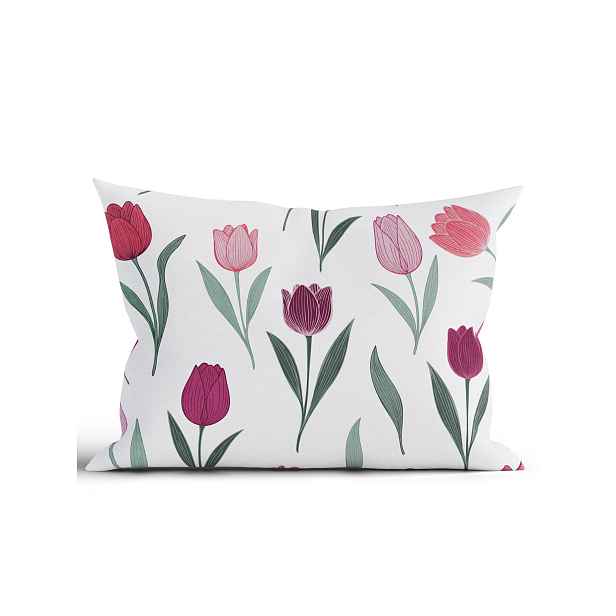 MKLuzkoviny.cz Bavlněný povlak na polštář Renforcé 50 x 70 cm - Květy tulipánů fialové