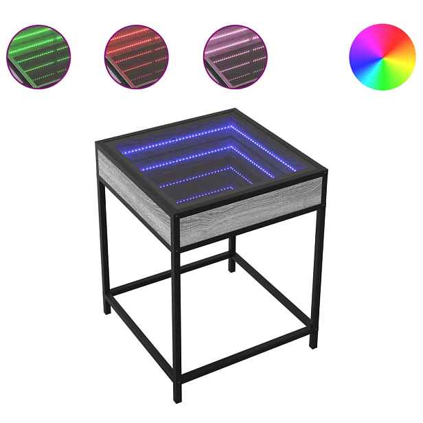 vidaXL Konferenční stolek s Infinity LED šedý sonoma 40 x 40 x 51 cm