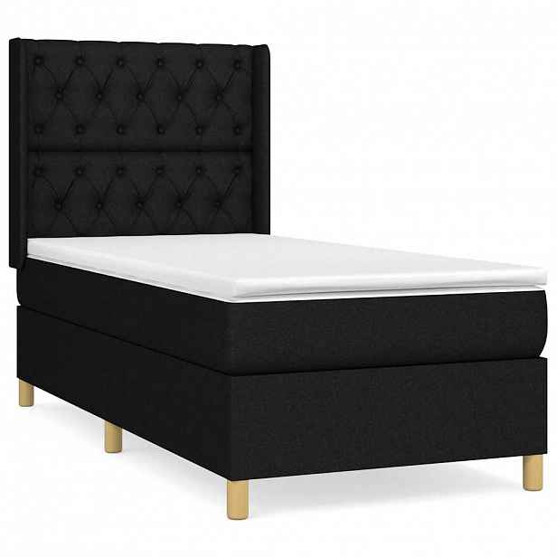 vidaXL Box spring postel s matrací černá 80 x 200 cm textil
