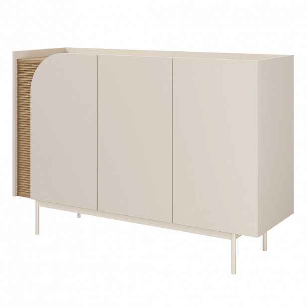 Beautysofa KOMODA Camel se 3 zásuvkami, rýhovaný detail, 130 cm, jarní dub + Macadamia