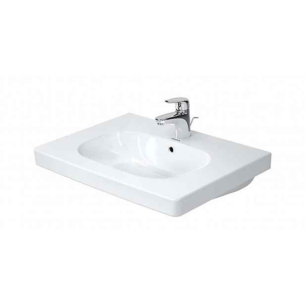 Duravit D-Code - Umyvadlo nábytkové 65x49 cm, s přepadem, s otvorem pro baterii, bílá 03426500002