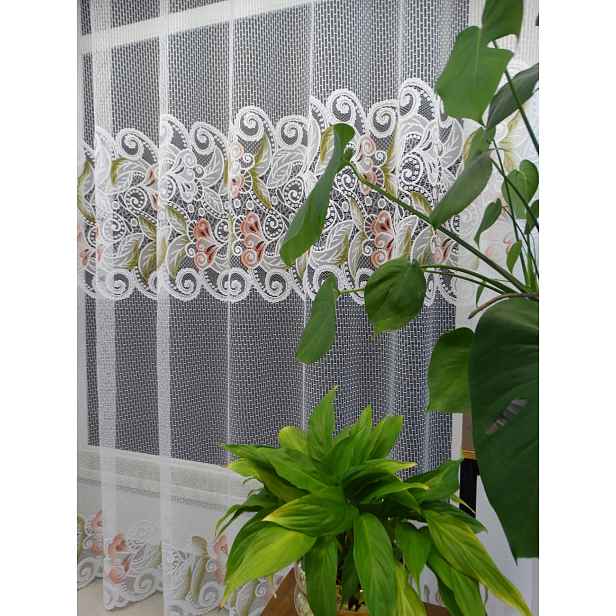 Mg Záclona 125/095 Bílé květy Kol 400 x 225 cm obšitá Bt M