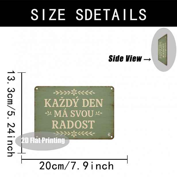 TEMU 2D Plochá, 2D Plochá , 2D Plochý Tisk, Dekorativní Plaketa a , 1 ks, "Každý Den Má Svou Radost" Česká Dřevěná Cedule, Vintage Dřevěné Nástěnné