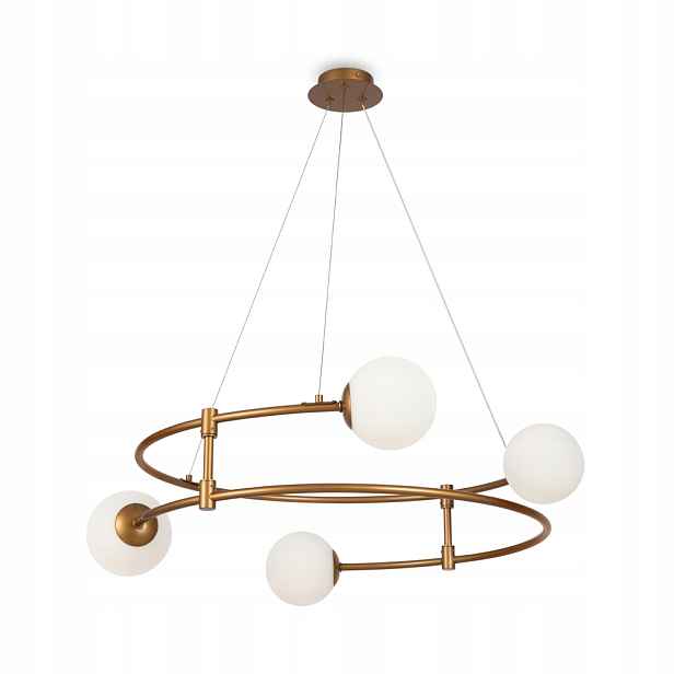 Závěsná lampa lustr zlatý kulatý skleněné bílé koule 4 body Maytoni