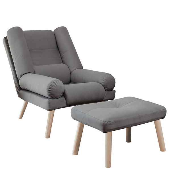 Idohome RELAXAČNÍ KŘESLO LILA s podnožkou, 75/75/95 cm, šedé