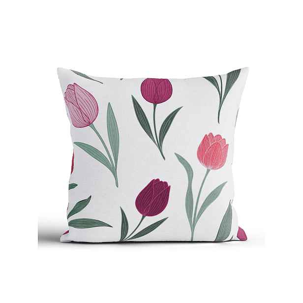 MKLuzkoviny.cz Bavlněný povlak na polštář Renforcé 40 x 40 cm - Květy tulipánů fialové