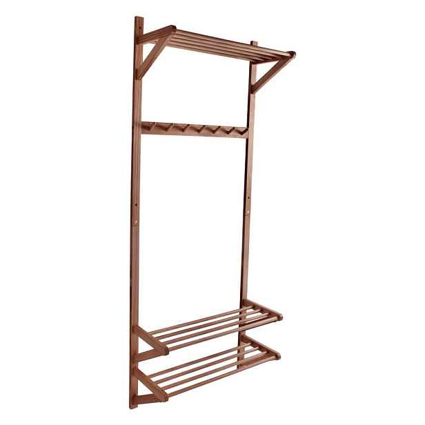 Předsíňová sestava z borovicového dřeva v tmavě přírodní barvě 75x190x32 cm Cole – Jotex