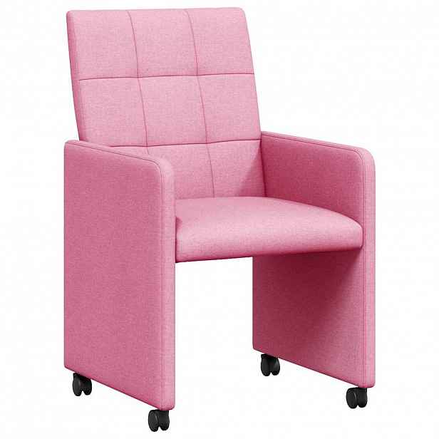 vidaXL Jídelní židle na kolečkách 2 ks textil Růžová 58 x 65 x 94 cm