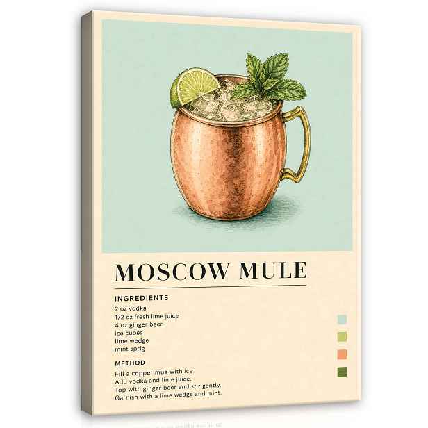 Obraz Drinky Vintage Recept Zelený Do Kuchyně Restaurace Baru 90x60