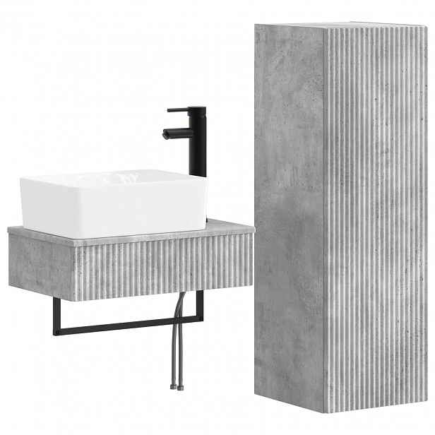 vidaXL Sada koupelnového nábytku 2 ks Betonově šedá 33 x 34,5 x 100 cm